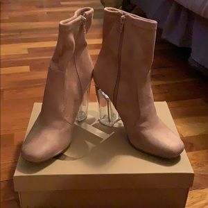 Light Pink Suede Booties